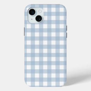 Minimalistisch blauw Gingham Pset Pattern iPhone 15 Mini Hoesje