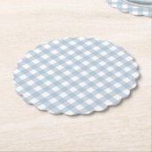 Minimalistisch blauw Gingham Pset Pattern Kartonnen Onderzetters (Gekanteld)