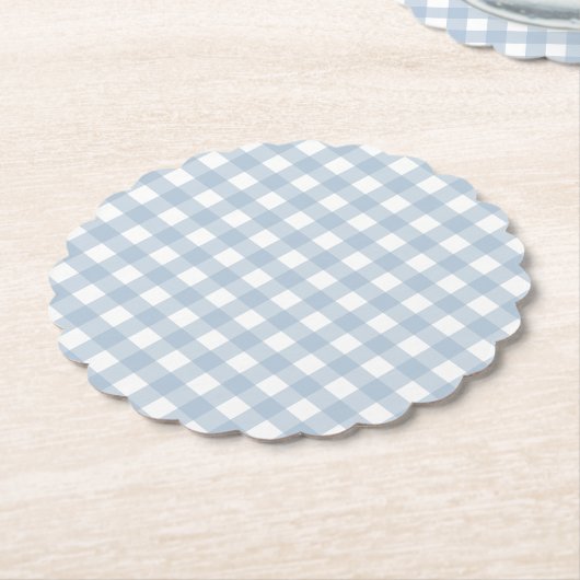 Minimalistisch blauw Gingham Pset Pattern Kartonnen Onderzetters (Gekanteld)