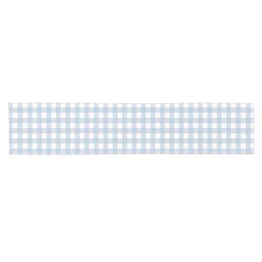 Minimalistisch blauw Gingham Pset Pattern Korte Tafelloper (Horizontaal)