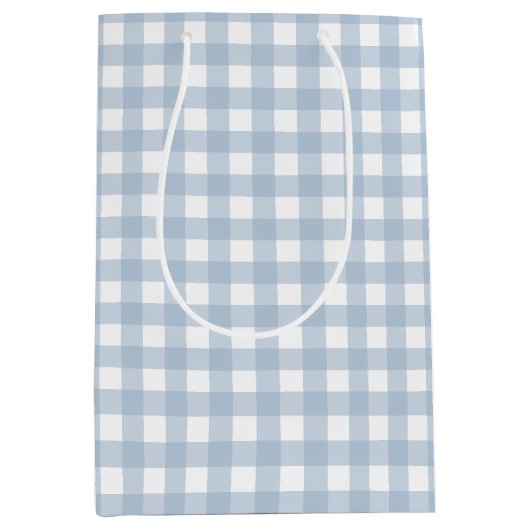 Minimalistisch blauw Gingham Pset Pattern Medium Cadeauzakje (Voorkant)