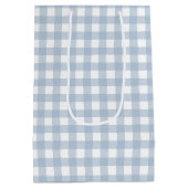 Minimalistisch blauw Gingham Pset Pattern Medium Cadeauzakje (Achterkant)