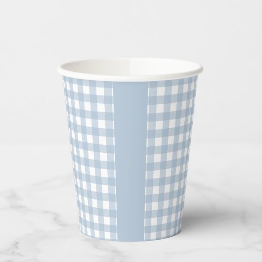 Minimalistisch blauw Gingham Pset Pattern Papieren Bekers (Links)