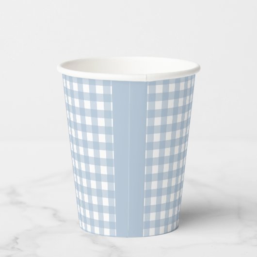Minimalistisch blauw Gingham Pset Pattern Papieren Bekers (Rechts)