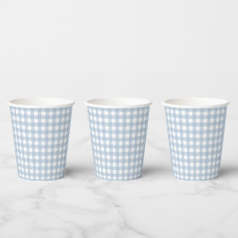 Minimalistisch blauw Gingham Pset Pattern Papieren Bekers