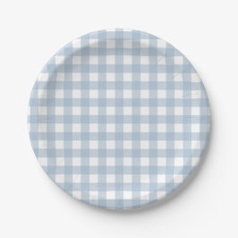 Minimalistisch blauw Gingham Pset Pattern Papieren Bordje