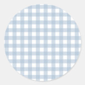 Minimalistisch blauw Gingham Pset Pattern Ronde Sticker (Voorkant)