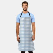 Minimalistisch blauw Gingham Pset Pattern Schort (Gedragen)