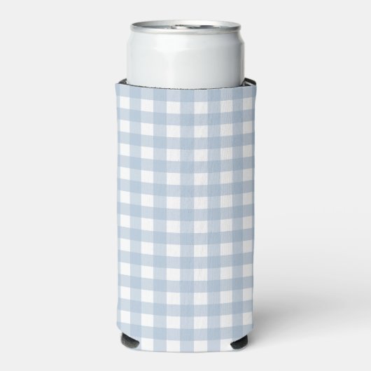 Minimalistisch blauw Gingham Pset Pattern Seltzer Blikjeskoeler (Seltzer Voorkant)