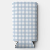 Minimalistisch blauw Gingham Pset Pattern Seltzer Blikjeskoeler (Achterkant)