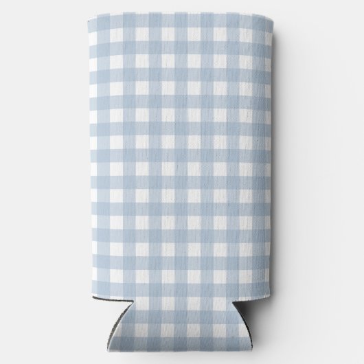 Minimalistisch blauw Gingham Pset Pattern Seltzer Blikjeskoeler (Achterkant)