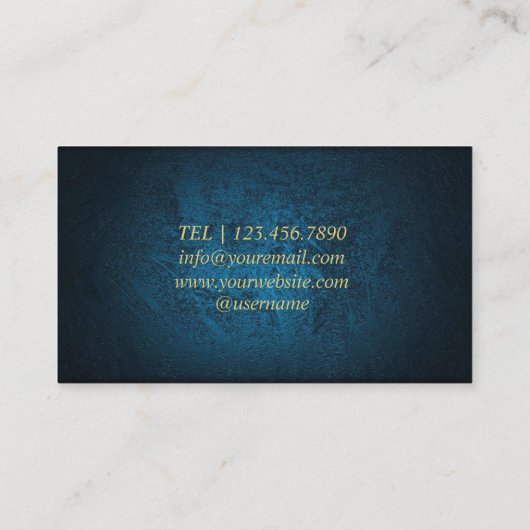 Minimalistisch blauw goudhandschrift visitekaartje (Achterkant)