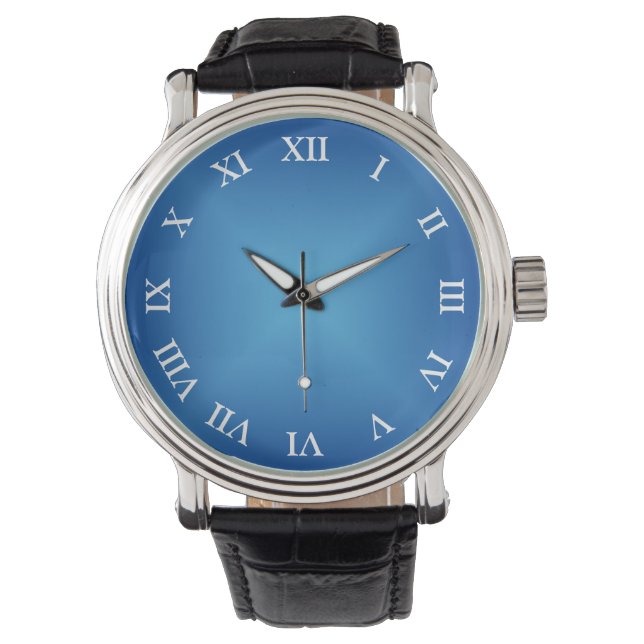 Minimalistisch Blauw Gradient Custom Numeral Horloge (Voorkant)