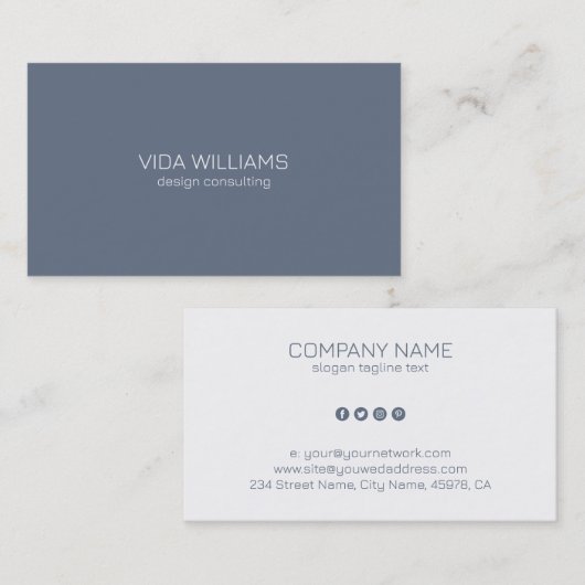 Minimalistisch blauw-Grijs en Witte Achtergrond Visitekaartje (Voorkant / Achterkant)