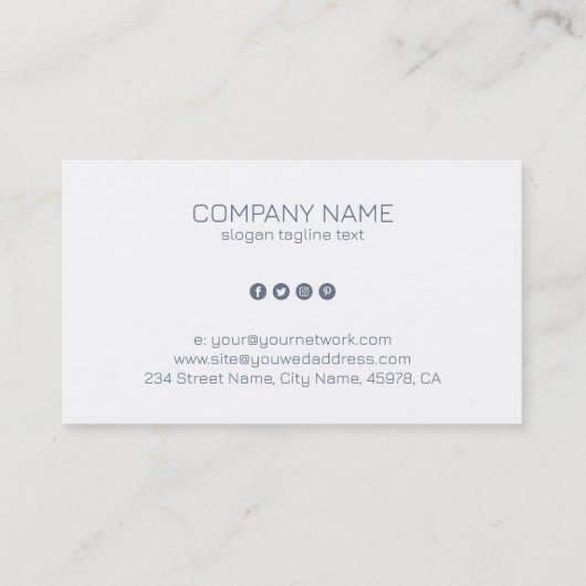 Minimalistisch blauw-Grijs en Witte Achtergrond Visitekaartje (Achterkant)