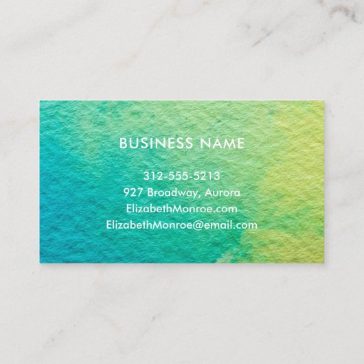Minimalistisch blauw, groen Abstract Waterverf scr Visitekaartje (Achterkant)