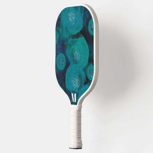 Minimalistisch blauw groen spaarkonijn Modern Mono Pickleball Paddle (Links)