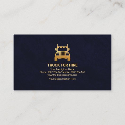 Minimalistisch blauw grunge Gold Stripe Trucking Visitekaartje (Achterkant)