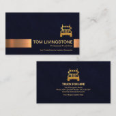 Minimalistisch blauw grunge Gold Stripe Trucking Visitekaartje (Voorkant / Achterkant)