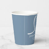 Minimalistisch blauw handgeschreven elegante boho papieren bekers (Rechts)