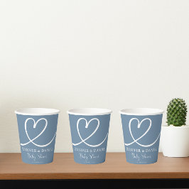 Minimalistisch blauw handgeschreven elegante boho papieren bekers