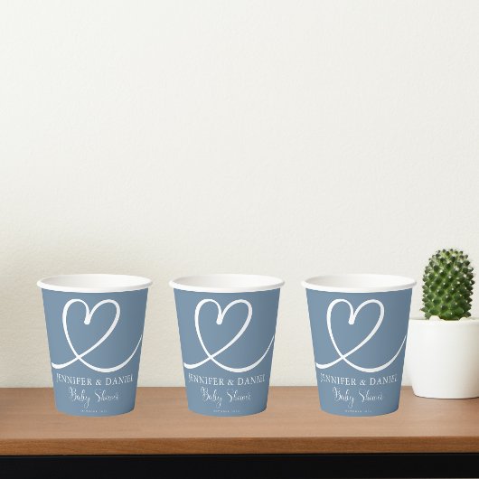 Minimalistisch blauw handgeschreven elegante boho papieren bekers