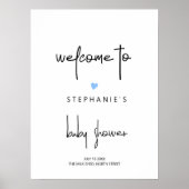 Minimalistisch blauw hart babyjongen - Welkom Poster (Voorkant)