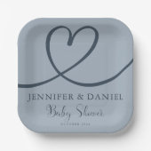 Minimalistisch blauw hart handgeschreven elegant papieren bordje (Voorkant)