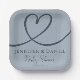 Minimalistisch blauw hart handgeschreven elegant papieren bordje