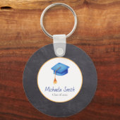 Minimalistisch blauw High School Afstuderen Sleute Sleutelhanger (Voorkant)