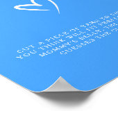 Minimalistisch blauw - hoe groot is mama's buik sp poster (Hoek)