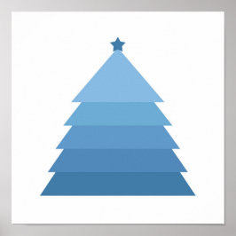 Minimalistisch blauw kerstboomPoster Poster