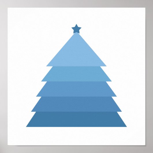 Minimalistisch blauw kerstboomPoster Poster (Voorkant)