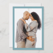 Minimalistisch blauw klein menselijk Shindig Baby Kaart (Achterkant)