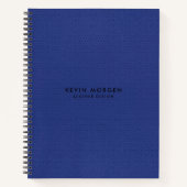 Minimalistisch blauw  kunstleer notitieboek (Voorkant)