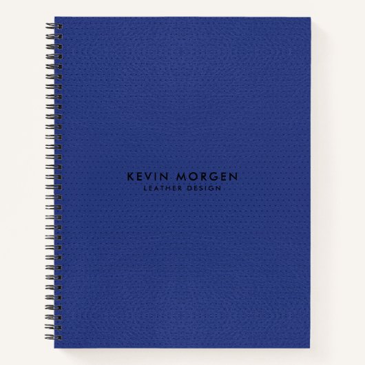 Minimalistisch blauw  kunstleer notitieboek (Voorkant)