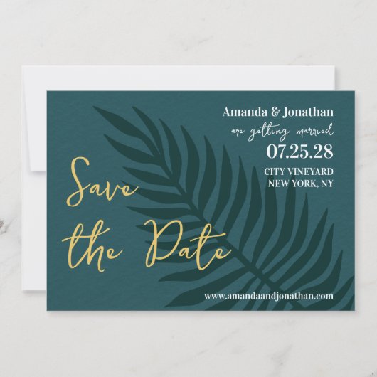 Minimalistisch blauw lef-lef-huwelijk bewaart de d kaart (Voorkant)