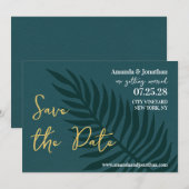 Minimalistisch blauw lef-lef-huwelijk bewaart de d kaart (Voorkant / Achterkant)