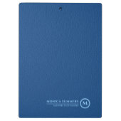 Minimalistisch Blauw Leren Tekst Aangepast Monogra Klembord (Achterkant)