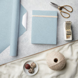 Minimalistisch blauw linen textuur, zwart script cadeaupapier