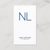 Minimalistisch blauw marinemonogram wit - verticaa visitekaartje (Voorkant)