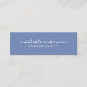 Minimalistisch blauw met cursieve tekst mini visitekaartje
