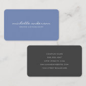 Minimalistisch blauw met cursieve tekst visitekaartje (Voorkant / Achterkant)