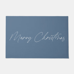 Minimalistisch blauw Modern Calligrafie Kerst Deurmat
