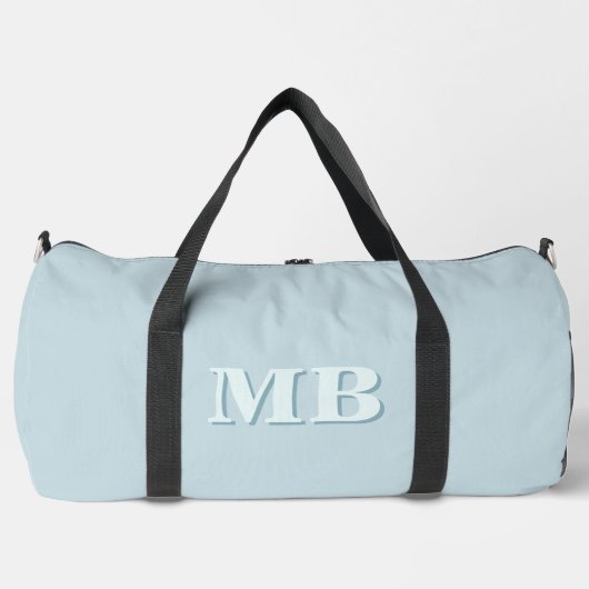 Minimalistisch Blauw Modern Initiaal Monogram Plunjezak (Voorkant)