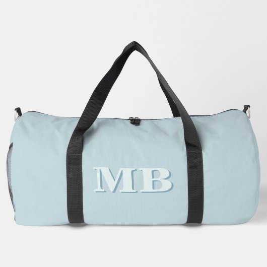 Minimalistisch Blauw Modern Initiaal Monogram Plunjezak (Achterkant)