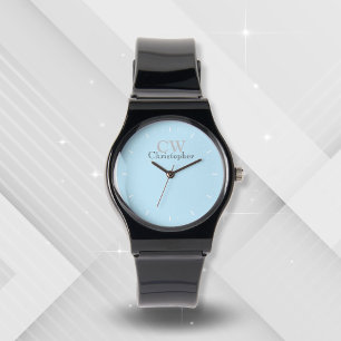 Minimalistisch blauw monogram horloge