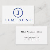 Minimalistisch blauw monogram Logo Ingegraveerd Ef Visitekaartje (Voorkant / Achterkant)