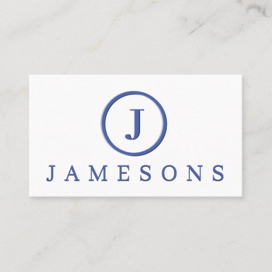 Minimalistisch blauw monogram Logo Ingegraveerd Ef Visitekaartje (Voorkant)