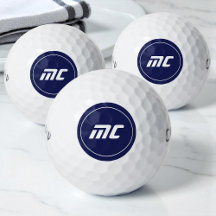Minimalistisch blauw monogram Moderne naam golfbal
